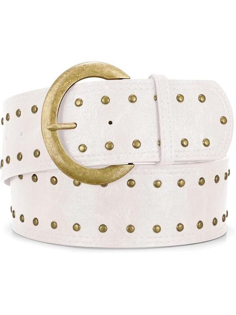 Wide Chunky Leather Belts for Women 2.3" Western Vintage Studded Thick Waist